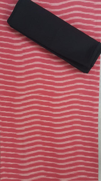 Pink black pochampalli ikat Handloom Cotton dress material