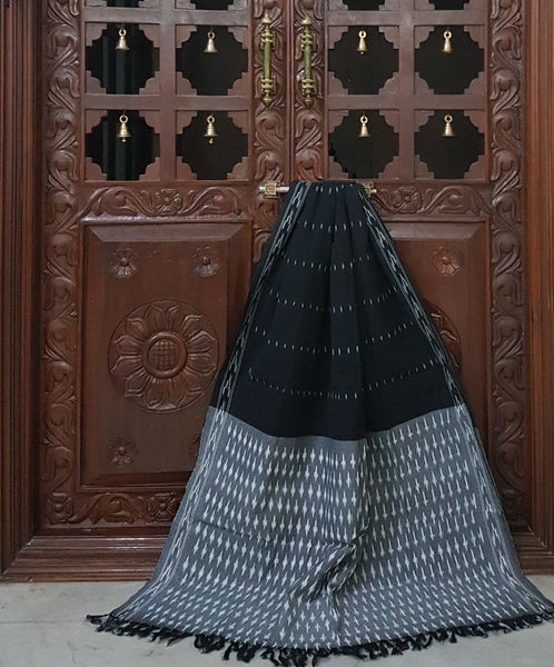 Black grey pochampalli ikat Handloom Cotton dress material
