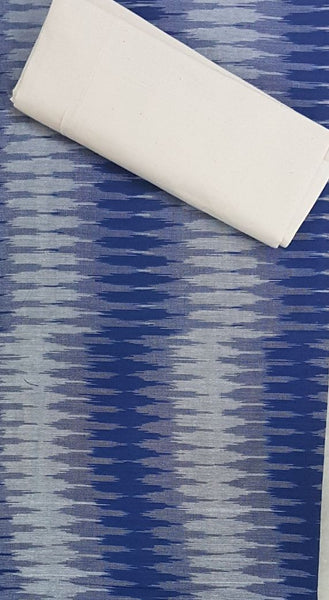 Blue white pochampalli ikat Handloom Cotton dress material