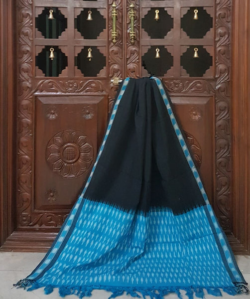 Black blue pochampalli ikat Handloom Cotton dress material