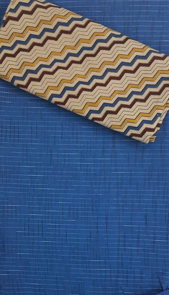 Handloom Mul cotton matka and diagonal stripe print kalamkari with mangalgiri Cotton top.