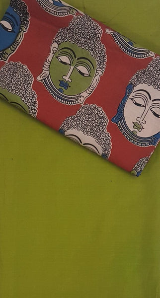 Handloom Mul cotton buddha motif print kalamkari with mangalgiri Cotton top.
