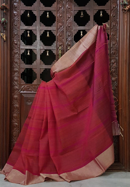Pink Handloom Dupion silk with silk mark certified!