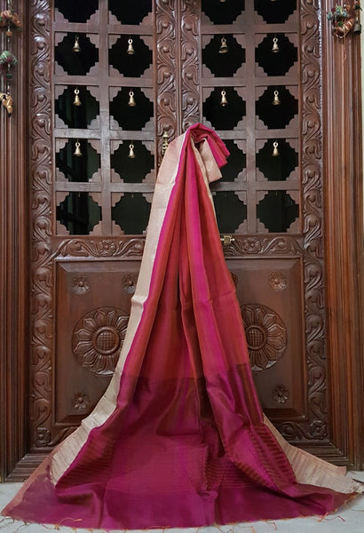 Pink Handloom Dupion silk with silk mark certified!