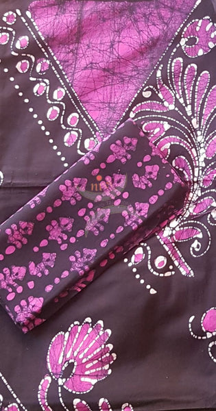 Purple Pure cotton Batik printed three piece suit material