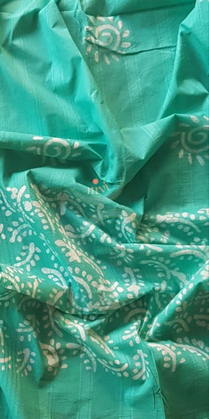 Sea green Pure cotton Batik printed three piece suit material