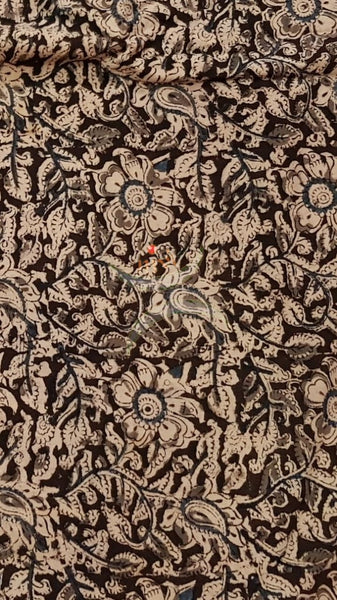 Beige handloom kalamkari cotton with all over floral motif