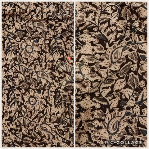 Beige handloom kalamkari cotton with all over floral motif