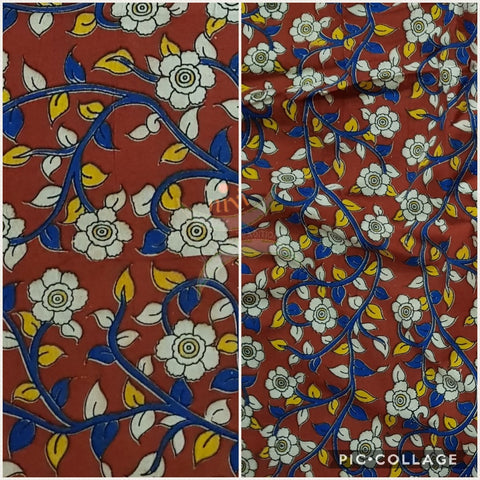 Red handloom kalamkari cotton with all over floral motif