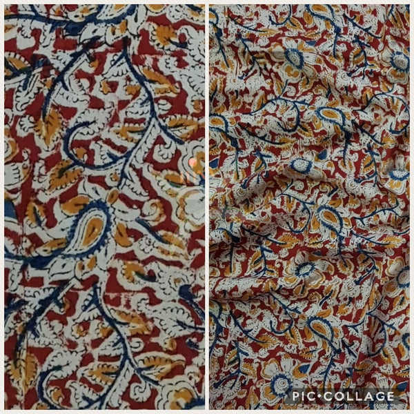 Off white handloom kalamkari cotton with all over floral motif