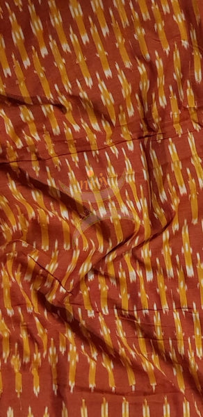 Red mustard  handloom cotton Pochampalli ikat fabric