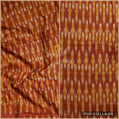 Red mustard  handloom cotton Pochampalli ikat fabric