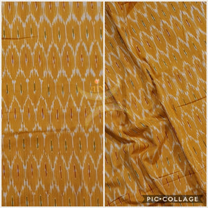 Mustard handloom cotton Pochampalli ikat fabric