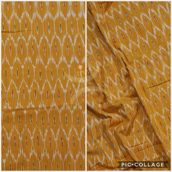 Mustard handloom cotton Pochampalli ikat fabric
