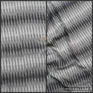 Grey and white handloom cotton Pochampalli ikat fabric