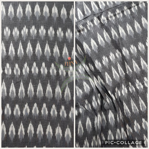 Grey and white handloom cotton Pochampalli ikat fabric