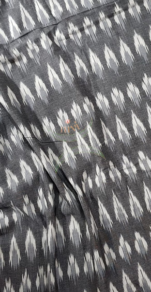 Grey and white handloom cotton Pochampalli ikat fabric