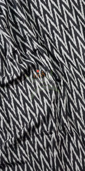 Black and white handloom cotton Pochampalli ikat fabric