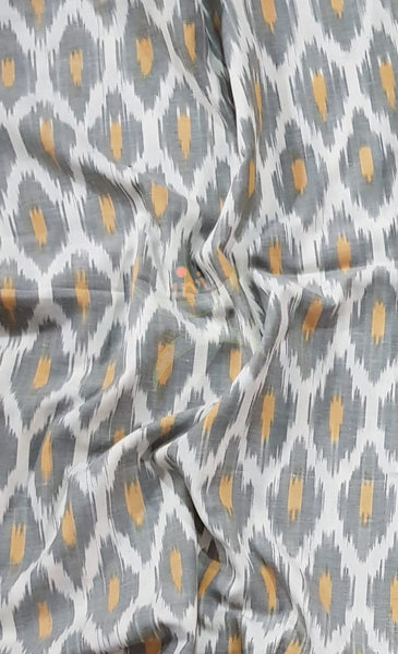 Grey off white handloom cotton Pochampalli ikat fabric
