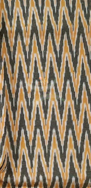 Green and mustard handloom cotton Pochampalli ikat fabric
