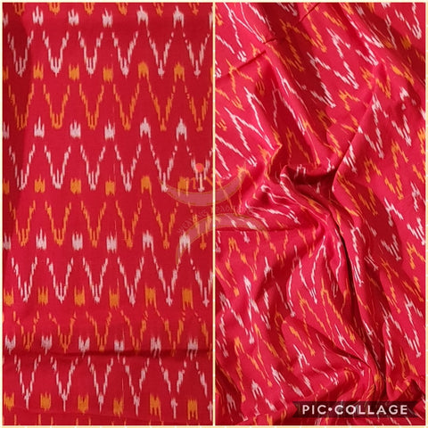 Red handloom cotton Pochampalli ikat fabric