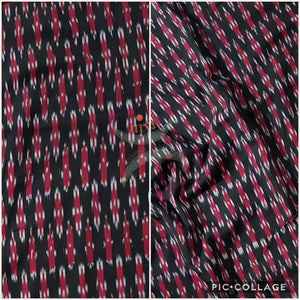 Black and pink handloom cotton Pochampalli ikat fabric