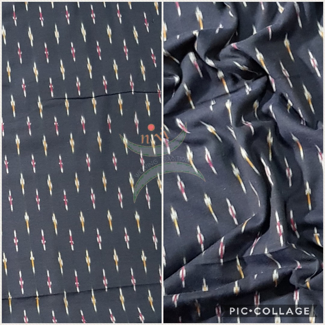 Navy blue handloom cotton Pochampalli ikat fabric