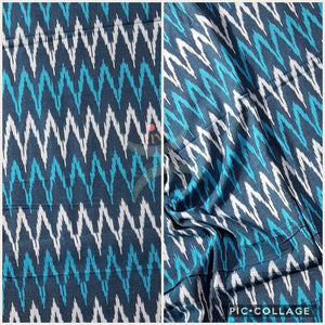 Grey and blue handloom cotton Pochampalli ikat fabric