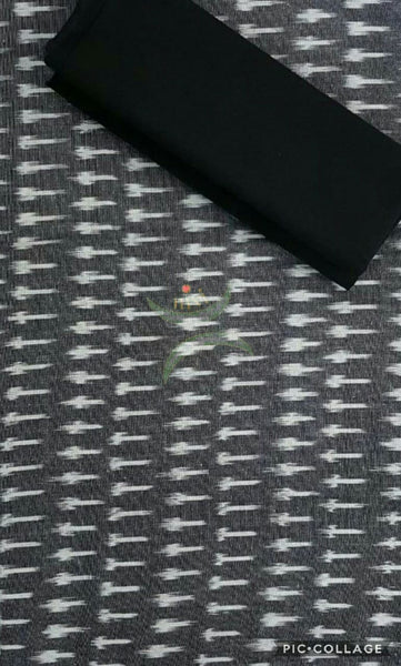 Grey and black pochampalli ikat Handloom Cotton dress material