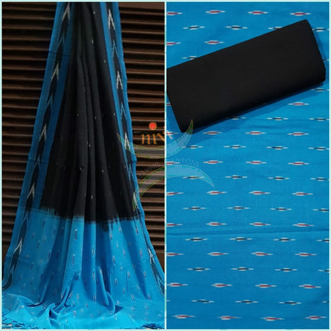 Blue and black  pochampalli ikat Handloom Cotton dress material