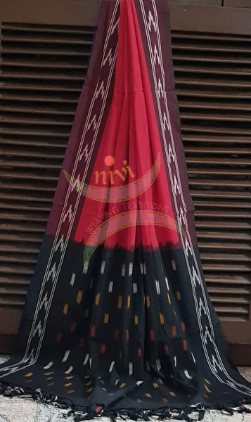 Black and red pochampalli ikat Handloom Cotton dress material