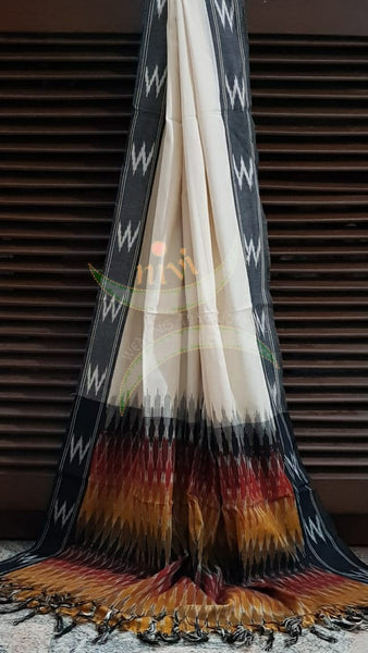 Multi coloured and off white pochampalli ikat Handloom Cotton dress material