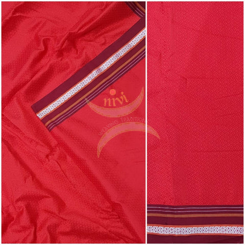 Red Khun/khana running material with Maroon border. Width of the fabric is 29 inches.
