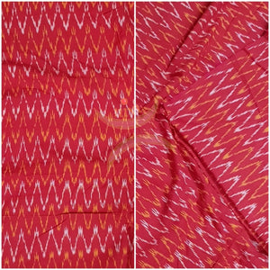 Red handloom cotton Pochampalli ikat fabric