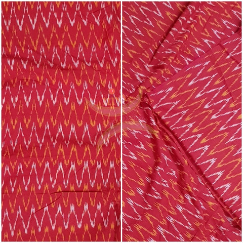 Red handloom cotton Pochampalli ikat fabric