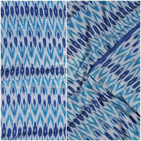 Blue handloom cotton Pochampalli ikat fabric
