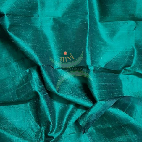 Green handloom raw silk blouse piece