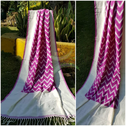 Pink handloom pochampalli ikat cotton dupatta