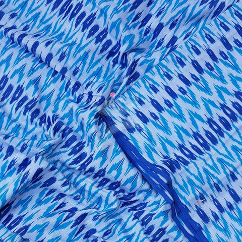 Handloom blue pochampalli ikat cotton fabric