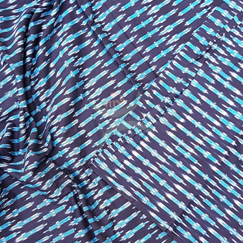 Handloom blk with blue pochampalli ikat cotton fabric
