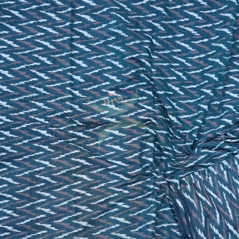 Handloom teal blue pochampalli ikat cotton fabric