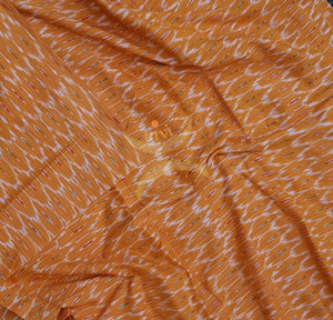 Handloom orange pochampalli ikat cotton fabric