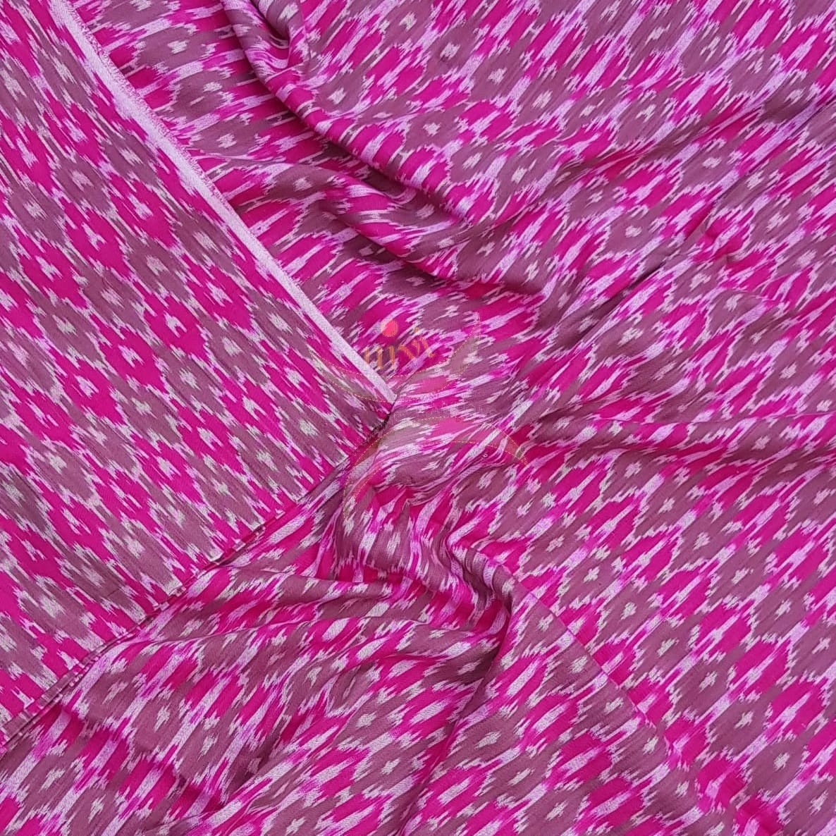 Handloom pink pochampalli ikat cotton fabric