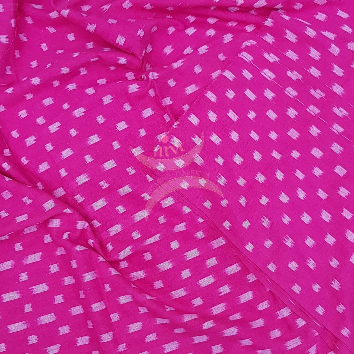 Handloom pink pochampalli ikat cotton fabric