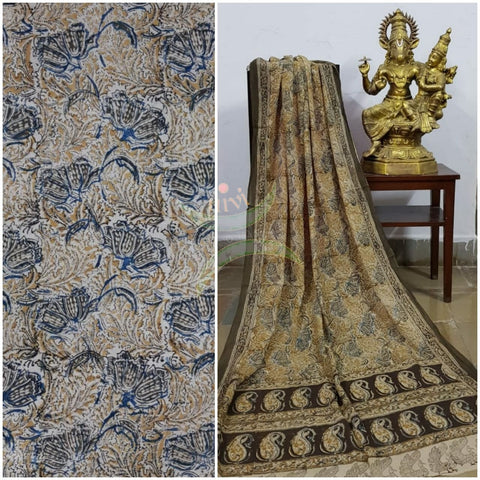 Handloom kalamkari dupatta and fabric 2 piece set. 