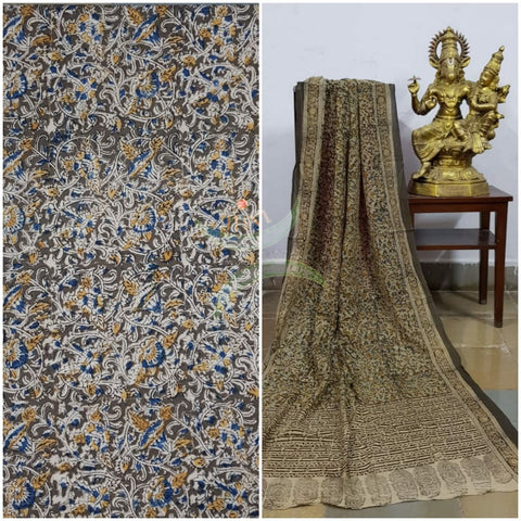 Handloom kalamkari dupatta and fabric 2 piece set. 