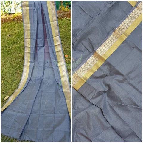 Grey kota cotton dupatta with gold border