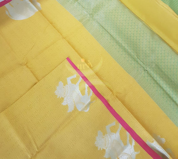 Golden yellow Kosa silk blend benaras brocade Saree.