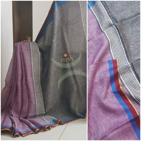 Pink grey linen handloom