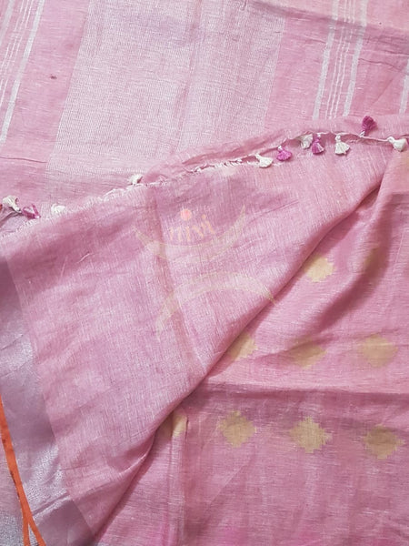 Pink handloom jamdani linen